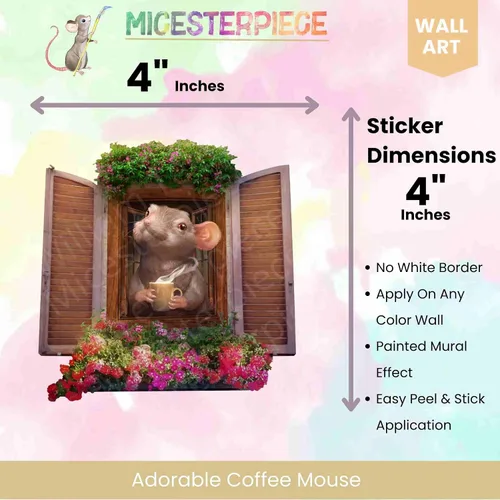 Miniatura 4 de Pegatina con agujero de ratón, adhesivo de pared extraíble, decoración de cocina, amante del café, refrigerador, diversión, agujero de ratón