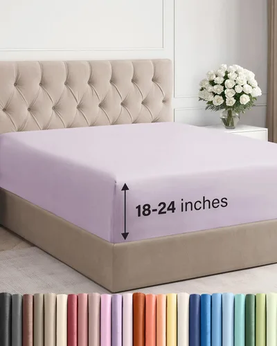 Miniatura 10 de Sábana bajera ajustable extra profunda tamaño completo – Sábana bajera individual de lujo para hotel únicamente – Se adapta fácilmente a colchones
