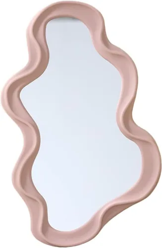 Miniatura 10 de Mokoze Espejo de pared asimétrico, acento decorativo irregular para dormitorio, entrada, sala de estar, decoración estética blanca para montaje
