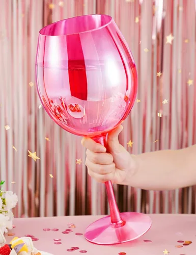 Miniatura 9 de NiHome Artisan - Vaso de vino gigante soplado a mano de 100 onzas para celebraciones y reuniones, 15 pulgadas de alto y 4.5 pulgadas de boca