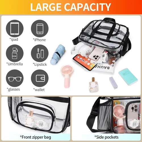 Miniatura 10 de Bolsas transparentes aprobadas para estadios, bolsa transparente + correa para el hombro, bolsa transparente grande