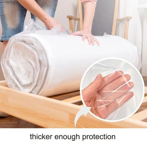 Miniatura 5 de Bolsa de colchón para mudanza y almacenamiento, [paquete de 2] protector de colchón de 4 mil, funda de colchón de plástico transparente resistente