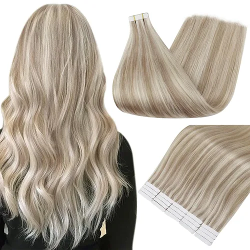 Miniatura 14 de Full Shine - Extensiones de cabello con cinta adhesiva de 18 pulgadas, extensiones de cabello Remy de 1.76 oz, extensiones de cabello lacio