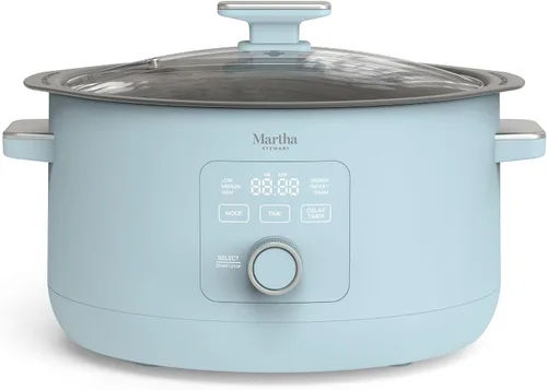 Miniatura 16 de Martha Stewart Olla de cocción lenta de 8 cuartos de galón, programable con temporizador, 3 ajustes de calor (bajo, alto, cálido), cerámica