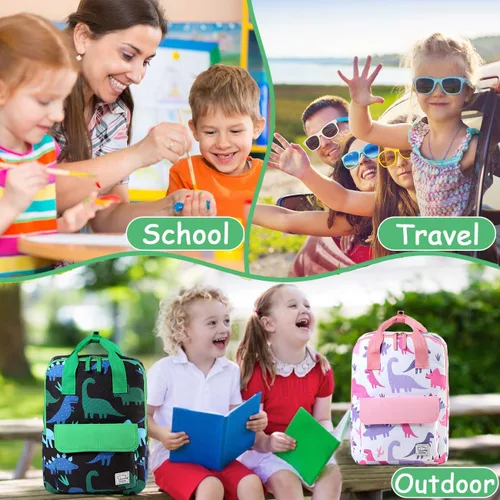Miniatura 6 de VASCHY Mochilas de dinosaurio para niños, mochila preescolar ligera para niños pequeños