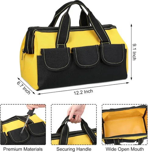Miniatura 2 de Silkfly 6 piezas bolsa de herramientas para hombres y mujeres, bolsa de herramientas resistente con fondo duro impermeable, múltiples bolsillos