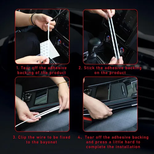 Miniatura 3 de Augeny 4 piezas de funda de cable oculta autoadhesiva para coche, protector de cable de tubo oculto, organizador de cable con división automática