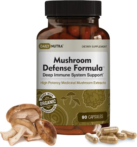 DailyNutra Fórmula de defensa de hongos - Suplemento de apoyo inmunológico | Hongos orgánicos, agua caliente extraída - Reishi, Chaga, Maitake,