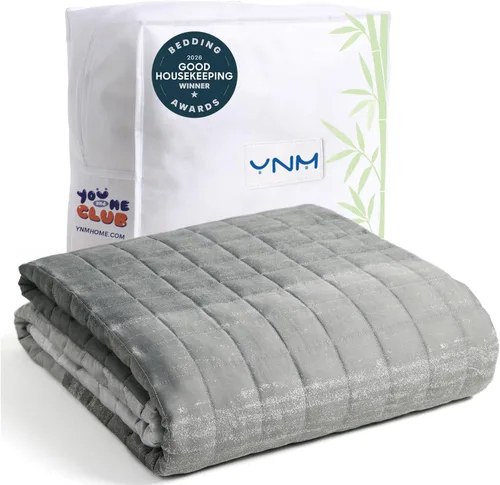 Miniatura 28 de YnM Manta con peso refrescante para adultos, terciopelo refrescante y acogedor de doble cara, manta pesada de 30 libras para parejas, uso en cuatro
