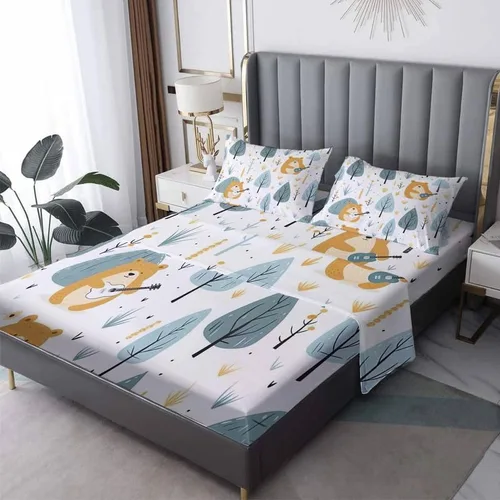 Miniatura 8 de Bear Sheets - Juego de sábanas de tamaño individual, sábanas de animales del bosque de dibujos animados, microfibra suave y bolsillo profundo