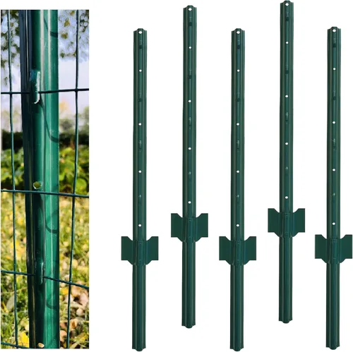 Miniatura 7 de MTB Poste de valla de metal verde 3 pies, paquete de 10 unidades, para valla de alambre de jardín, poste de acero con canal en U