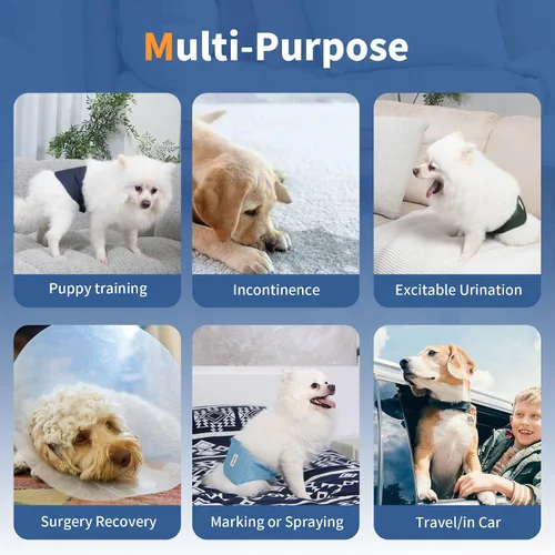 Miniatura 5 de Vecomfy Bandas para el vientre para perros machos (paquete de 5), Envoltura premium lavable reutilizable para vientre de perro mediano a prueba