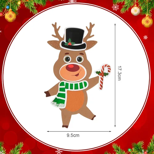 Miniatura 7 de Fennoral Paquete de 12 manualidades de renos para niños Haz tus propios stickers de espuma de reno Adorno DIY Artes y manualidades de Navidad
