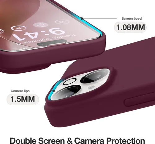 Miniatura 824 de GONEZ Funda de silicona para iPhone 15 Pro Max, compatible con Magsafe, protector de cámara + protector de pantalla, forro de microfibra suave