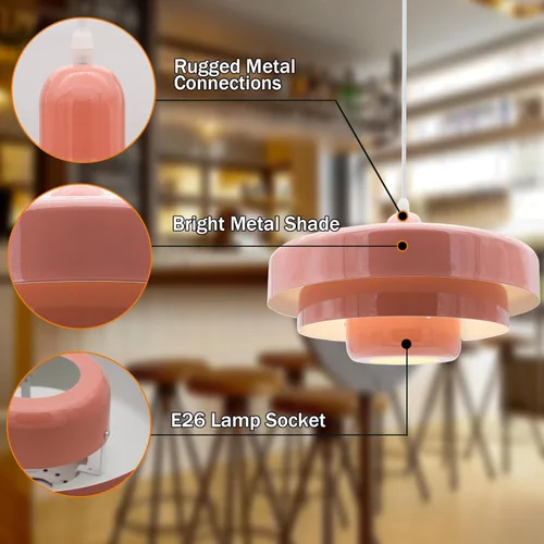 Miniatura 7 de Lámpara Colgante Rosa con Enchufe, Luz Colgante Moderna de Mediados de Siglo, Accesorios de Lámpara Colgante, Luz Colgante de Estilo Nórdico