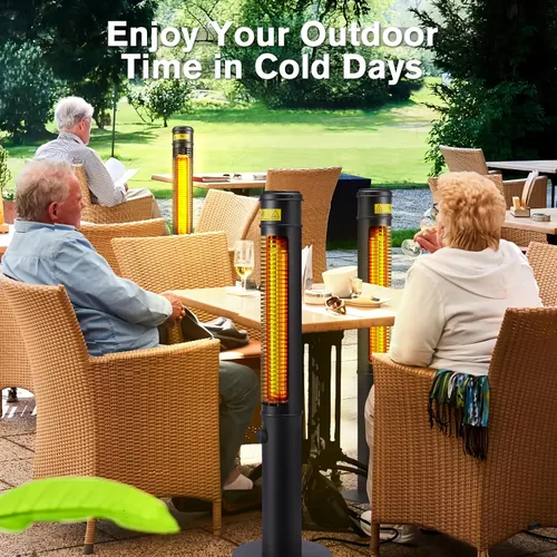 Miniatura 6 de Calentador Eléctrico para Exteriores para Patio, 1500W 40" Calentadores Infrarrojos de Pie Grandes para Uso en Interiores y Exteriores, Calentador