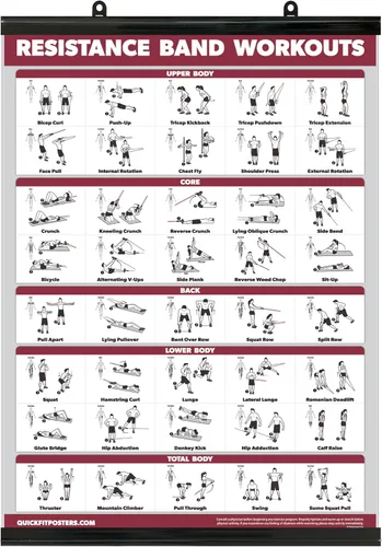 Miniatura 5 de Palace Learning QUICKFIT - Póster de ejercicios de entrenamiento con bandas de resistencia, doble cara (laminado, 18 x 24 pulgadas)
