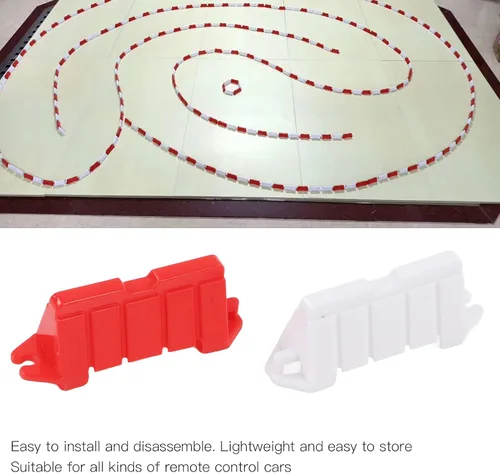 Miniatura 2 de Dilwe Barrera de pista de carreras a control remoto, 120 piezas de plástico universal RC coche DIY pista de carreras barrera carretera control
