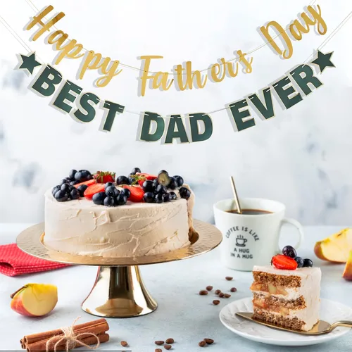 Miniatura 5 de Pancarta dorada con texto en inglés «Happy Father's Day» para el Día del Padre, decoración de fiesta del padre, guirnalda de fondo para el día
