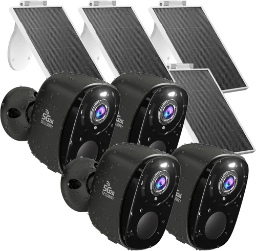 4 cámaras de seguridad 2K inalámbricas para exteriores, cámara solar para seguridad del hogar, cámaras de seguridad WiFi alimentadas por batería con