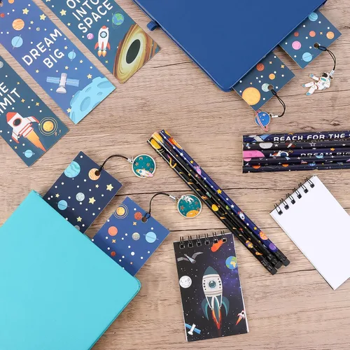 Miniatura 5 de Kolewo4ever Juego de papelería de 148 piezas con temática del espacio exterior: 100 lápices espaciales, lápices de astronauta, 24 planetas cohetes