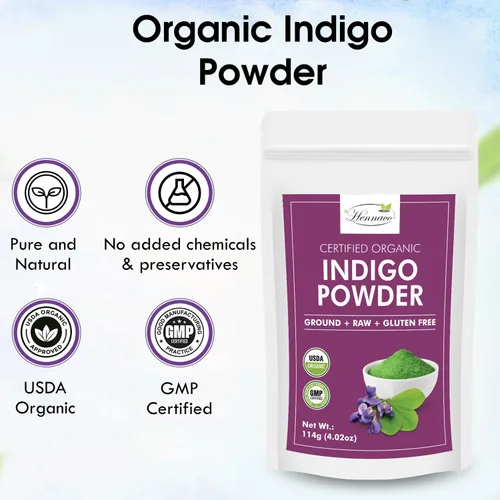 Miniatura 2 de Polvo índigo orgánico Tinte en polvo índigo Ideal para cabello negro y oscuro USDA Organic Polvo índigo para cabello Polvo orgánico