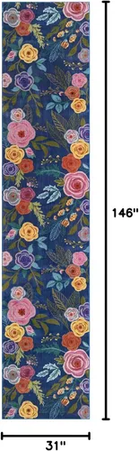 Miniatura 2 de Unique Loom Blossom Collection - Alfombra Ashley (2' 7" x 12' 2", alfombra de pasillo, azul/oliva)