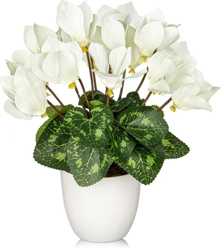 Miniatura 12 de Hollyone Flores artificiales de hortensias azules en maceta, flores grandes de seda de tres cabezas, arreglos florales falsos para interiores