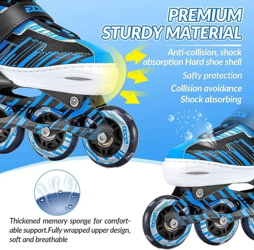 Miniatura 6 de Patines en línea ajustables para niños y niñas de 5-8 y 8-12 años con ruedas iluminadas, patines para niños de 4-12 años, patines para adolescentes