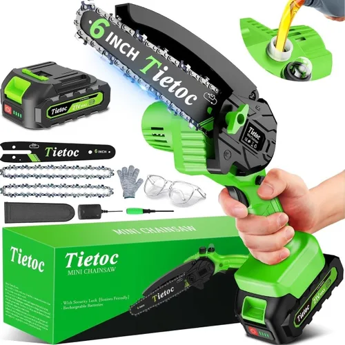 Tietoc Motosierra eléctrica de 6 pulgadas, inalámbrica, funciona con pilas, sierra de mano para recorte de madera/árboles, Sawzall para el hogar y