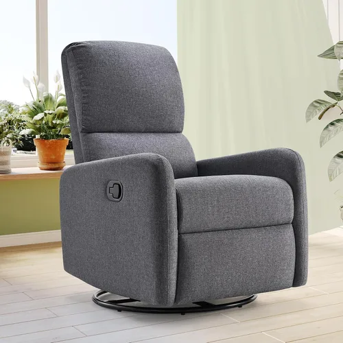 Jocisland Silla Giratoria Reclinable para Adultos, Silla de Balancín para Cuarto de Bebé con Respaldo Alto, Pequeño Balancín para Espacios