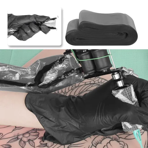 Miniatura 5 de ATOMUS 100 fundas de cordón con clip de tatuaje con 2 piezas de vendaje autoadhesivo, bolsas de plástico desechables, bolsa para bolígrafo