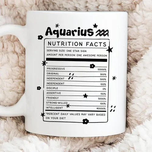 Miniatura 4 de Gossby Aquarius Nutrition Fact Taza de café – Regalo del signo del zodiaco para mujeres, cumpleaños, regalo de astrología de Navidad para mujeres