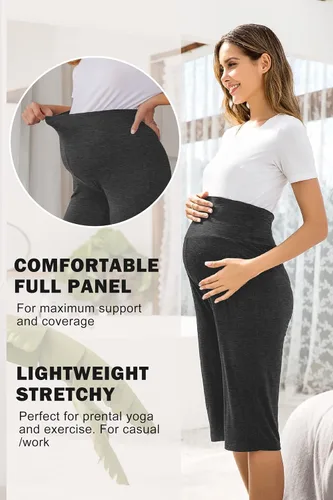 Miniatura 2 de Ekouaer Pantalones cortos de maternidad para mujer, pantalones capri de maternidad, pantalones cortos de yoga, pantalones cortos para embarazo