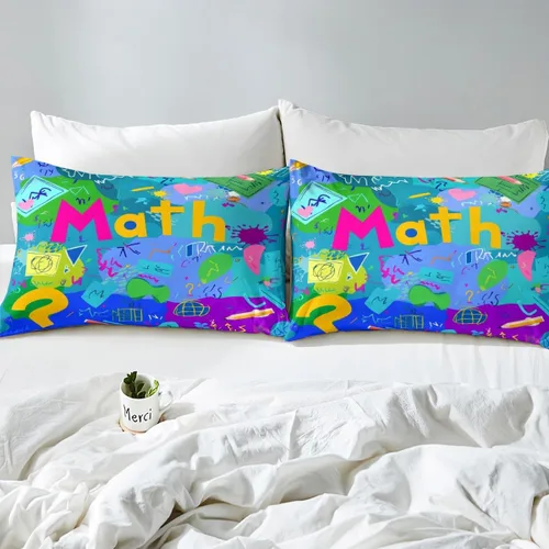 Miniatura 4 de Juego de ropa de cama ajustable con fórmula informática para niños y niños, diseño de geometría de acuarela, números, fórmula matemática, juego