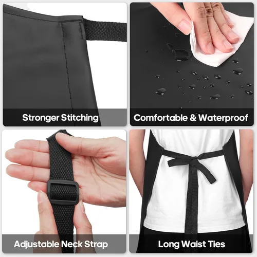 Miniatura 7 de Gotega Paquete de 4 Delantales de Goma PVC Impermeables Ajustables para Lavavajillas - Delantal para Hombres y Mujeres de Trabajo Pesado para Lavar