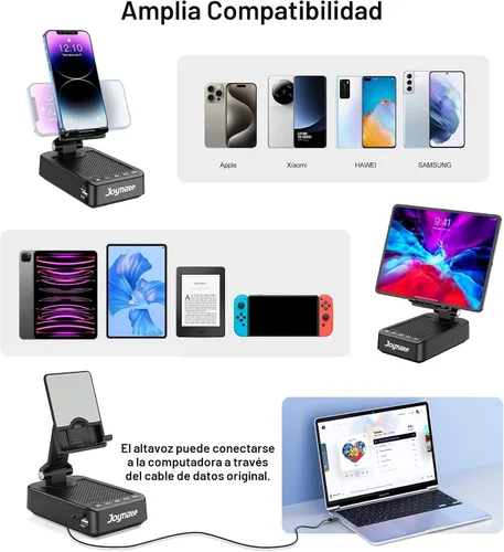 Miniatura 5 de Regalos para hombres y mujeres, soporte para teléfono con altavoz Bluetooth y función de carga, ángulo rotatorio de 360° ajustable, soporte