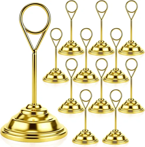Miniatura 8 de 12 soportes de metal para números de mesa, soportes de mesa para fotos, menús, notas, Navidad, boda, restaurante, banquete, cumpleaños (negro)