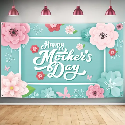 Miniatura 9 de KatchOn, Cartel de feliz día de la madre – XL, 72 x 44 pulgadas Decoraciones del día de la madre feliz para fiesta Telón de fondo rosa para Rosa