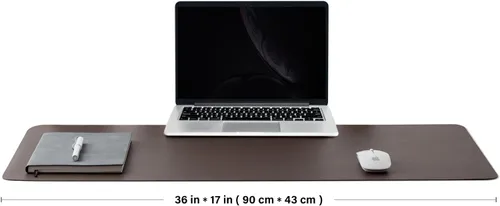 Miniatura 2 de Tapete de escritorio grande de corcho natural y cuero, tapete de escritorio ecológico, protector de escritorio de doble cara, tapete de teclado Café