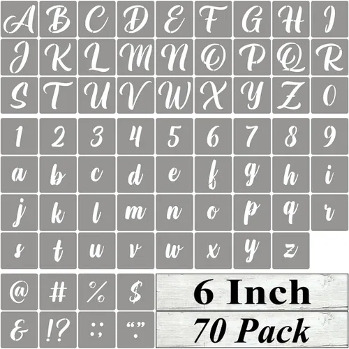 Miniatura 9 de Plantillas de letras del alfabeto de 1 pulgada para pintar, paquete de 70 plantillas de letras y números con letreros para pintar sobre madera