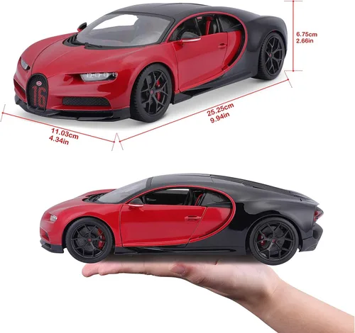Miniatura 9 de Maisto Bugatti Chiron Sport 1/18 Modelo de coche fundido a presión, color negro/rojo (18-11044-00000022)