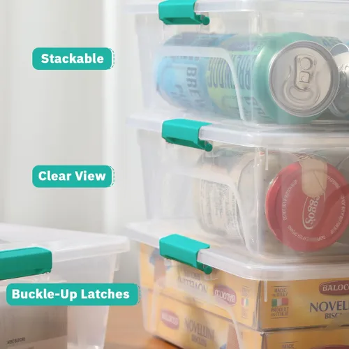 Miniatura 6 de Contenedores de almacenamiento de plástico transparentes para manualidades con mango gris, caja organizadora con tapas duraderas, contenedores