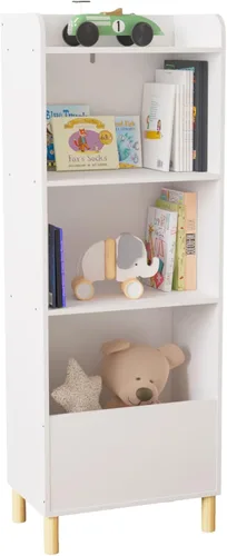Miniatura 10 de Estantería para niños, organizador de almacenamiento de juguetes de 4 cubos, estantería para niños pequeños, estantes para habitación de niños, sala