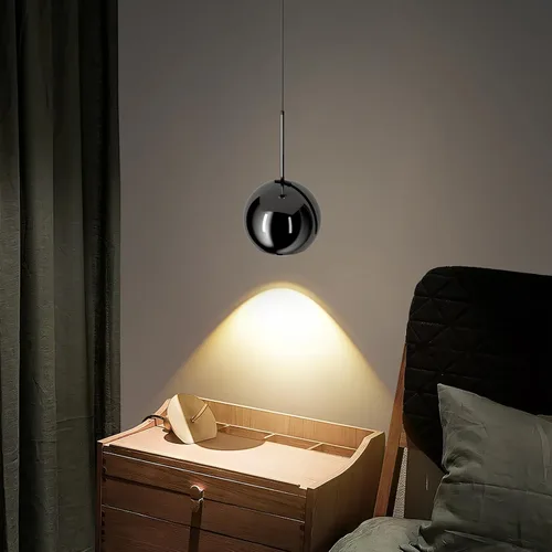 Miniatura 7 de ziidoo Lámpara colgante moderna negra con forma de globo, rotación de 90 grados arbitrariamente ajustable, electrochapada, lámpara colgante