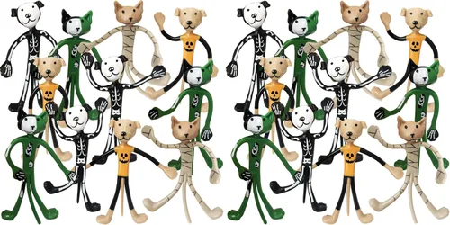 ArtCreativity Halloween Bendable Figures - Set of 12 Flexible Dog and Cat Toys in 4 Spooky Designs, Fun Halloween Toys for Kids, Non-Candy Trick or