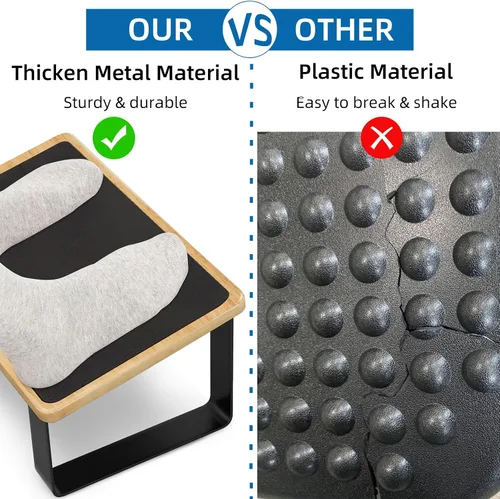 Miniatura 2 de Reposapiés para debajo del escritorio en el trabajo, taburetes ergonómicos de madera con metal con superficie de goma antideslizante, reposapiés