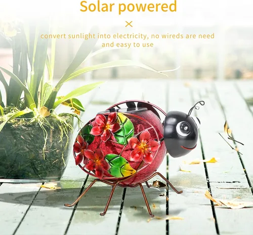 Miniatura 7 de MUMTOP Lámpara Solar, Luces LED Solares Impermeables al Aire Libre, Decorativas, Soporte de Mesa en Forma de Mariquita, para Decoración de Patio