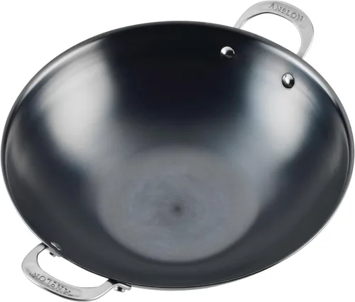 Miniatura 13 de Anolon Everlast N2 - Sartén wok/para saltear de acero al carbono, compatible con todos los tipos de cocina, utensilios de metal seguros, 14 pulgadas