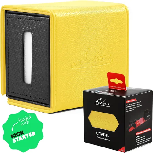 Quiver Time Yellow Citadel Deck Block for Magic: the Gathering Cards - TCG 100+ Premium Commander Deck Box, caja de mazos MTG para tarjetas, dados y